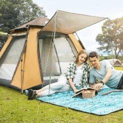 Hewolf Auto 3-4 Person Tent - Camel -Outdoor Camping Gear 10