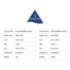 Hewolf Inflatable Mat Orange - Single/Double -Outdoor Camping Gear 18781