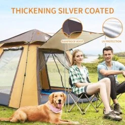 Hewolf Auto 3-4 Person Tent - Camel -Outdoor Camping Gear 5 27