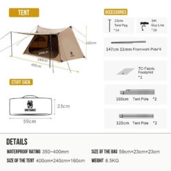 OneTigris Solo Homestead Camping Tent (TC Version) -Outdoor Camping Gear CE BHS06 TC A 03