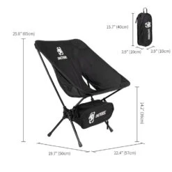 OneTigris Portable Camping Chair - Black -Outdoor Camping Gear CE ZDY02 BK 05