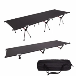Camp Leader High Collapsible Camp Bed - Black -Outdoor Camping Gear CL45 BL 04