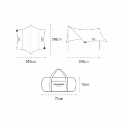 KZM Wild Field Hexa Tarp -Outdoor Camping Gear Dimension tarp