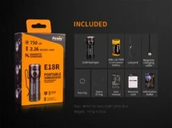Fenix E18R XP-L Hi Led Flashlight Black 750 Lumen -Outdoor Camping Gear FENIX E18R EDC FLASHLIGHT included