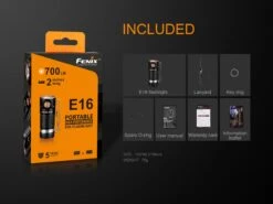 Fenix E16 XP-L Hi Neutral White LED Flashlight BLACK 700 Lumen -Outdoor Camping Gear Fenix E16 Flashlight Included