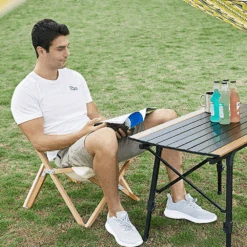 Hewolf Foldable Wooden Chair - Small -Outdoor Camping Gear HW J2058S KHA 02