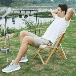 Hewolf Foldable Wooden Chair - Small -Outdoor Camping Gear HW J2058S KHA 03