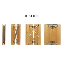 Snow Peak Single Action Table Long, Bamboo Top -Outdoor Camping Gear LV 015TR setup