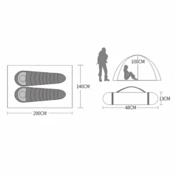 Hewolf 2 Person Double Layer Aluminum Pole Tent -Outdoor Camping Gear MON 1595 GRN 7