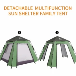 Hewolf Auto 3-4 Person Tent - Green -Outdoor Camping Gear MON 1654 GRN 11