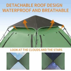 Hewolf Auto 3-4 Person Tent - Green -Outdoor Camping Gear MON 1654 GRN 6