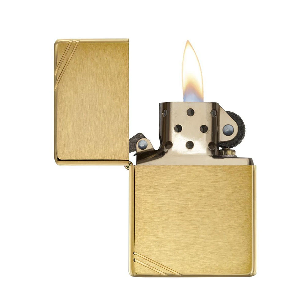 Zippo 240 Brushed Brass Vintage With Slashes 4 Zippo 240 Brushed Brass Vintage With Slashes - Image 2