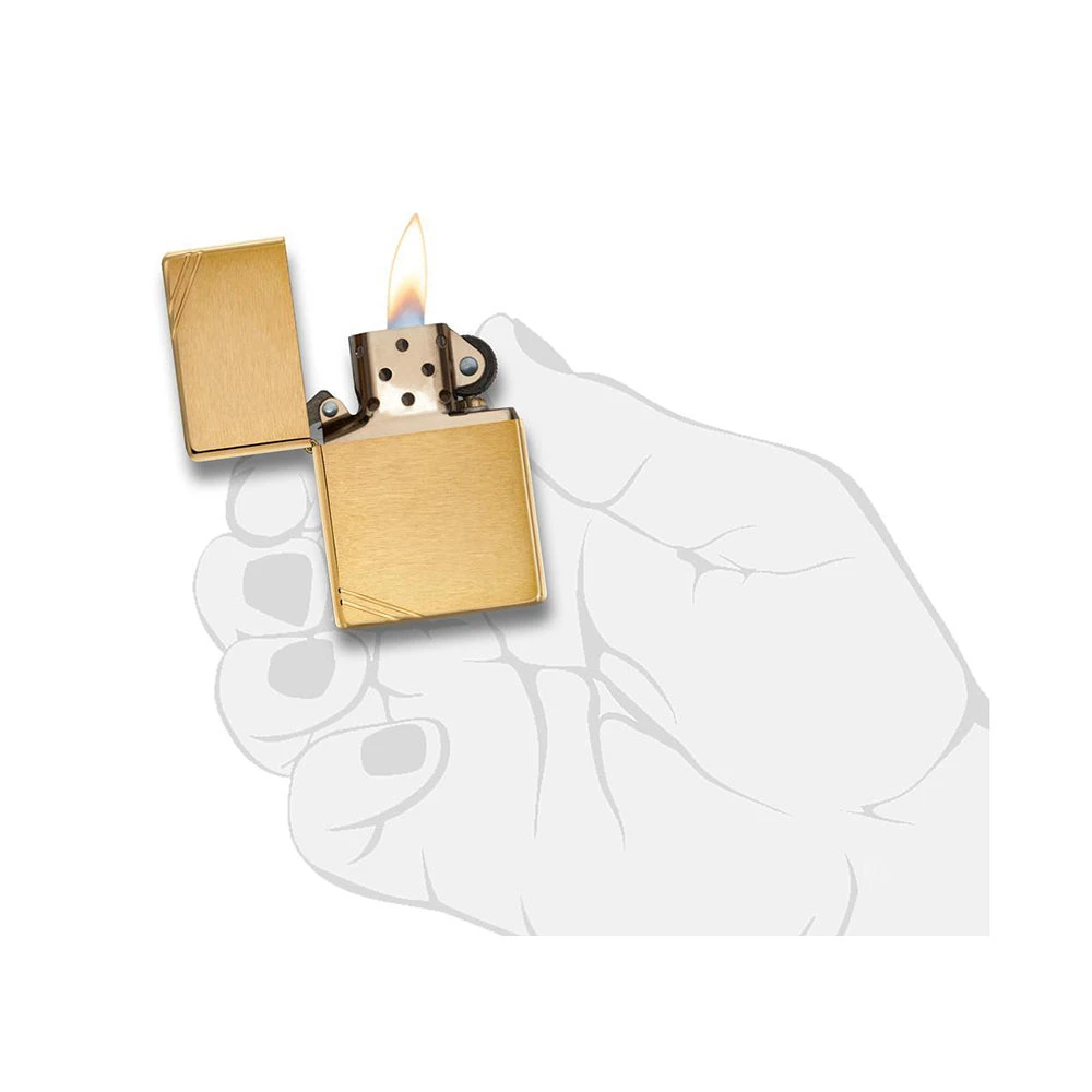Zippo 240 Brushed Brass Vintage With Slashes 6 Zippo 240 Brushed Brass Vintage With Slashes - Image 4